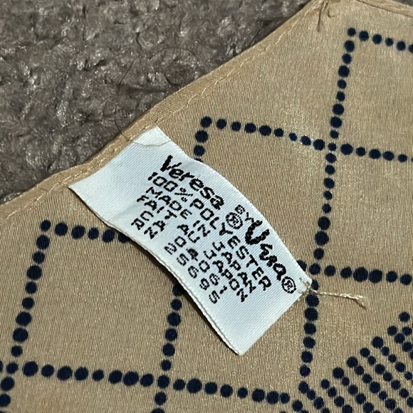 Vintage Vera Neumann Scarf-Long Style-Tan/Navy-Polyester - Picture 9 of 16